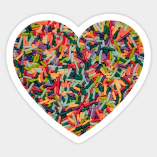 Vintage Colorful Candy Sprinkles Photo Heart Sticker